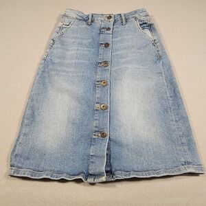 Pilcro and‎ the Letterpress Anthropologie Denim Jean Skirt Button Front Size 0